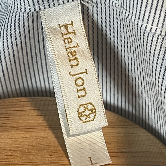 Helen Jon Size Large Blue/White Marine Striped Button Shirt Dress - Picture 3 of 5